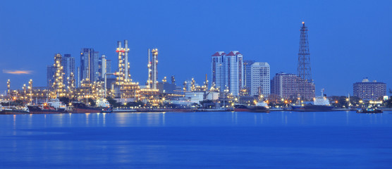 beautiful panorama scene of refinery industry  plant with comuni