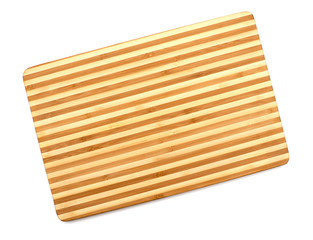 a bamboo cutting board on a white background