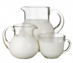 Glass jar with a delicious cup of milk isolated