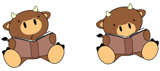 bull baby cartoon reading set