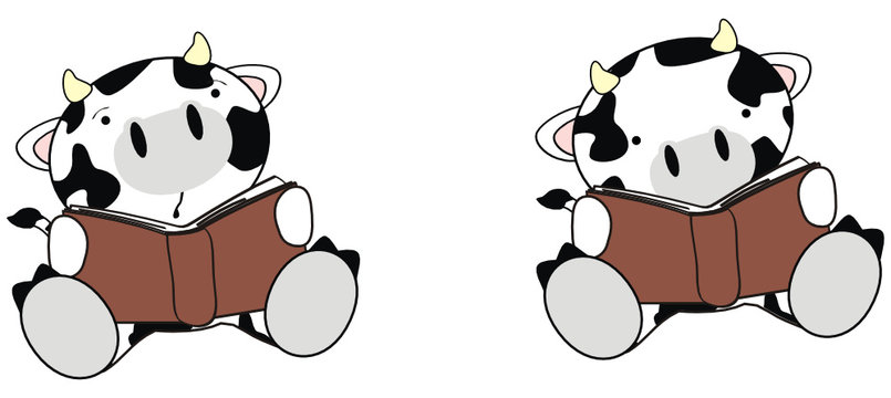 cow baby cartoon reading set