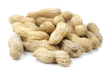 Peanuts in shells isolated on white background