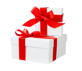 White box red bow and ribbon