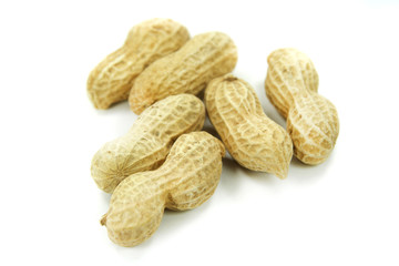 Peanuts in shells isolated on white background