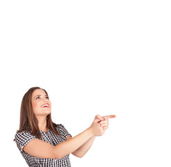 Fototapeta premium Young lady gesturing with copy space