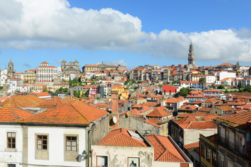 Porto Old City and Clerigos Tower, Oporto, Portugal