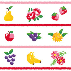 果物とお花パターン