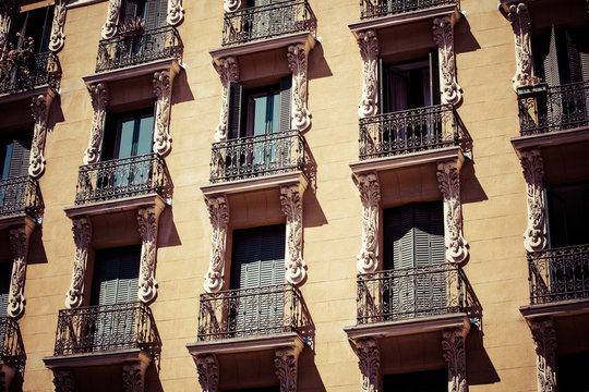 Mediterranean architecture,Spain.Old apartment building,Madrid