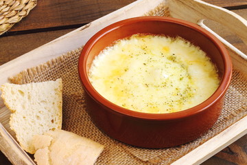 Baked provolone cheese