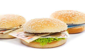 Burgers with Euro toppings and lettuce