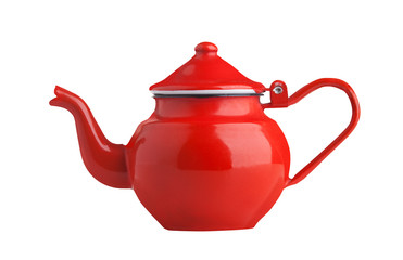 Red metal teapot