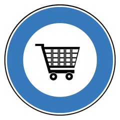 Caddie de supermarché dans un panneau