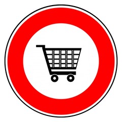 Caddie de supermarch&eacute; dans un panneau