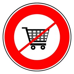 Caddie de supermarch&eacute; dans un panneau d'interdiction