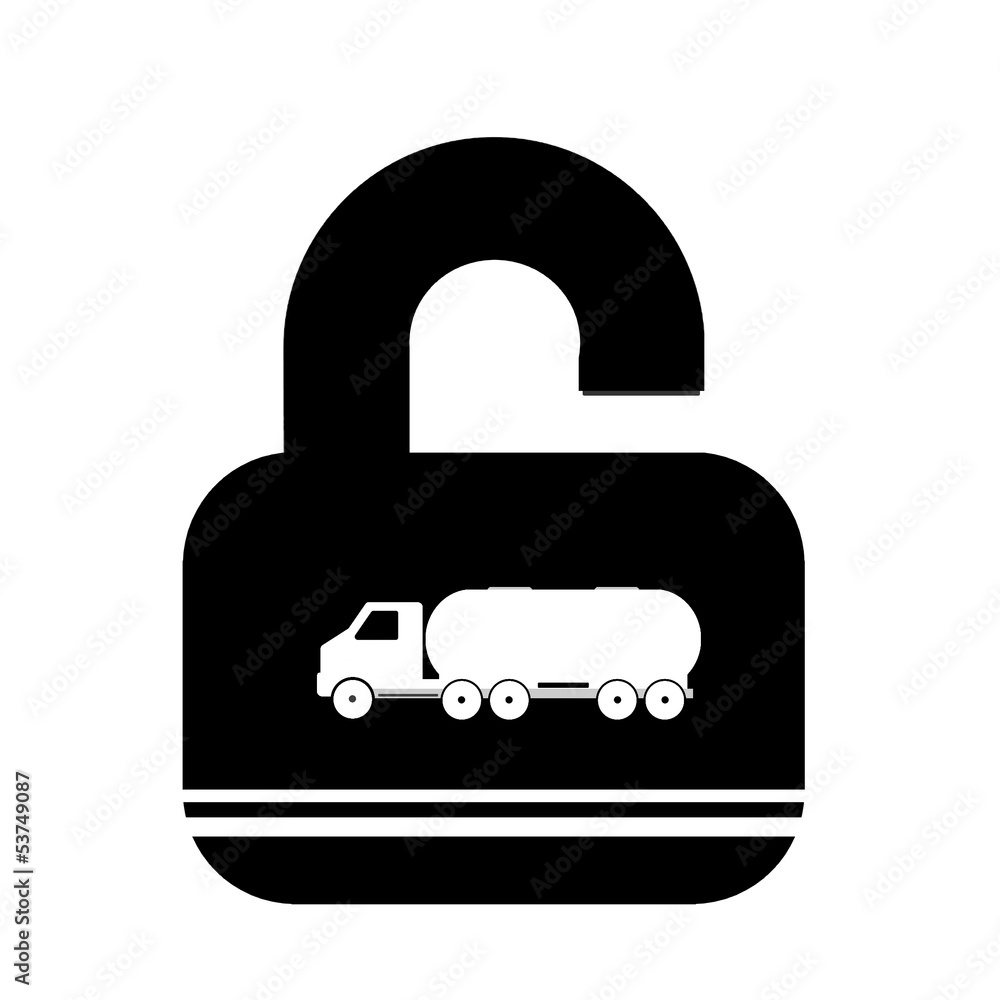 Poster Camion citerne dans un cadenas ouvert