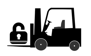 Cadenas ouvert sur un chariot élévateur