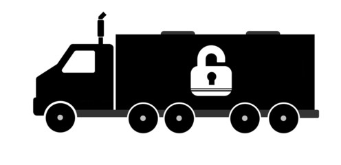 Cadenas ouvert dans un camion de livraison