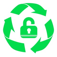 Cadenas ouvert dans un symbole de recyclage