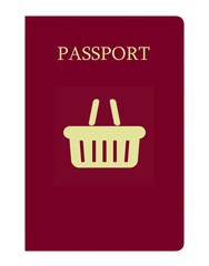Panier pour faire ses courses dans un passeport
