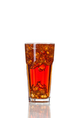 Cola drink in glass, isolated on white background