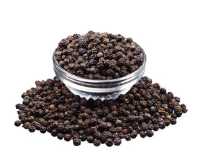 Black pepper in glass bowl