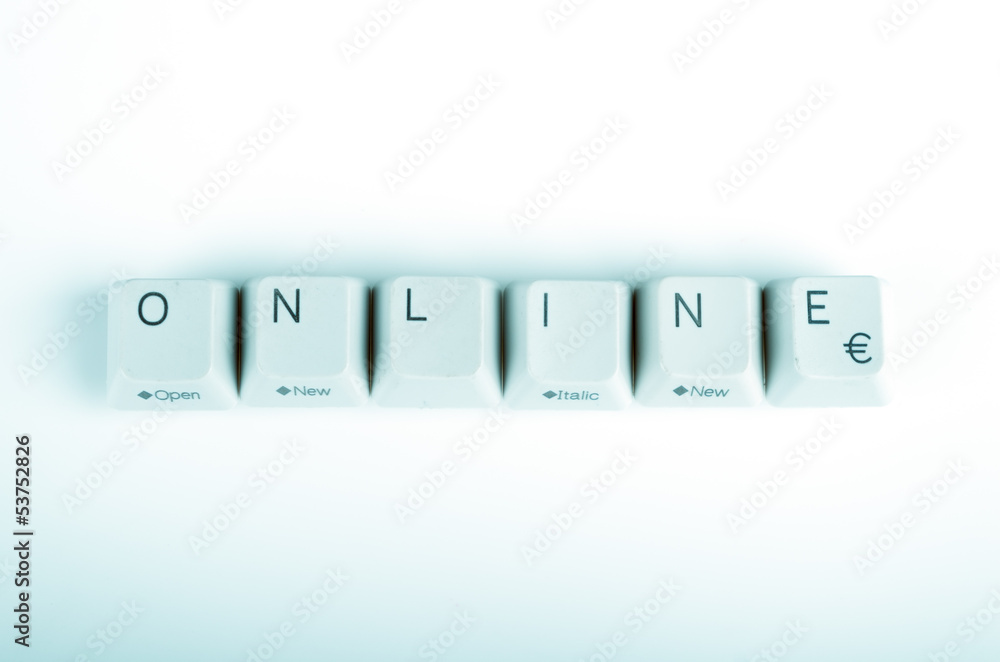 Fototapete online word written with computer buttons