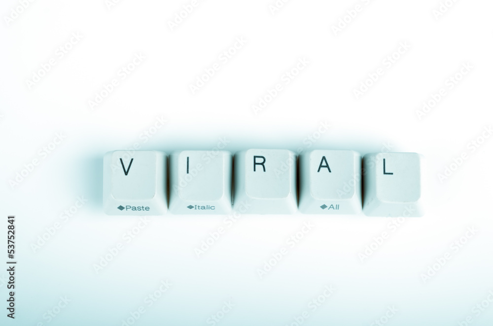 Poster viral word written with computer buttons