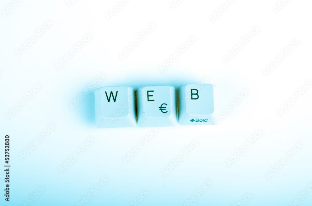 Poster web word written with computer buttons