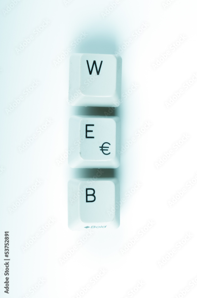 Poster web word written with computer buttons