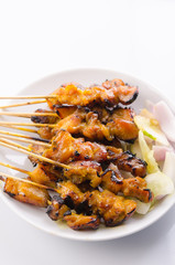 satay roasted kebab meat isolated on white