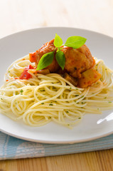 Spaghetti spaghetti pasta with tomato beef sauce