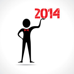 Man holding 2014 text