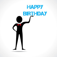 Man holding happy birthday text