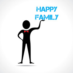 Man holding happy family text