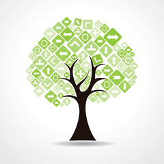 tree with green arrow icons vector