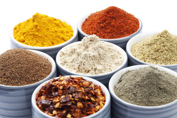 Variety of Raw Authentic Indian Spice Powder