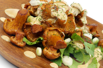 Roasted Chanterelles with  Cheese Sauce