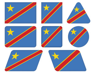 set of buttons with flag of Democratic Republic of the Congo