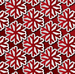 Red snowflakes seamless pattern