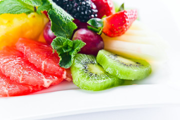 Fresh fruits with mint