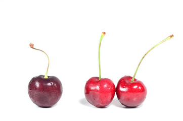 Difference of Cherries on white background