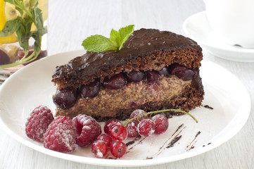 Delicious Chocolate cake with fresh berries