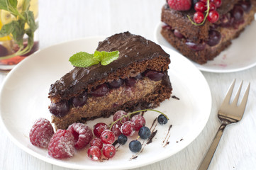 Delicious Chocolate cake with fresh berries