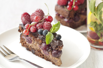 Delicious Chocolate cake with fresh berries