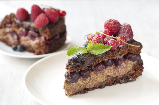 Delicious Chocolate cake with fresh berries