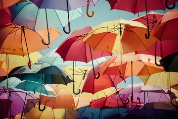 Fotobehang Background colorful umbrella street decoration. © Curioso.Photography