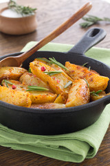 Roasted potatoes with rosemary.