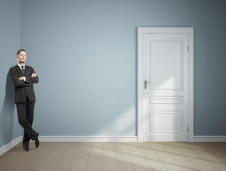 businessman in blue room