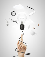 hand pointing on lamp