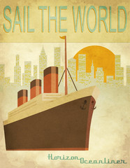 Sail the World Vintage poster